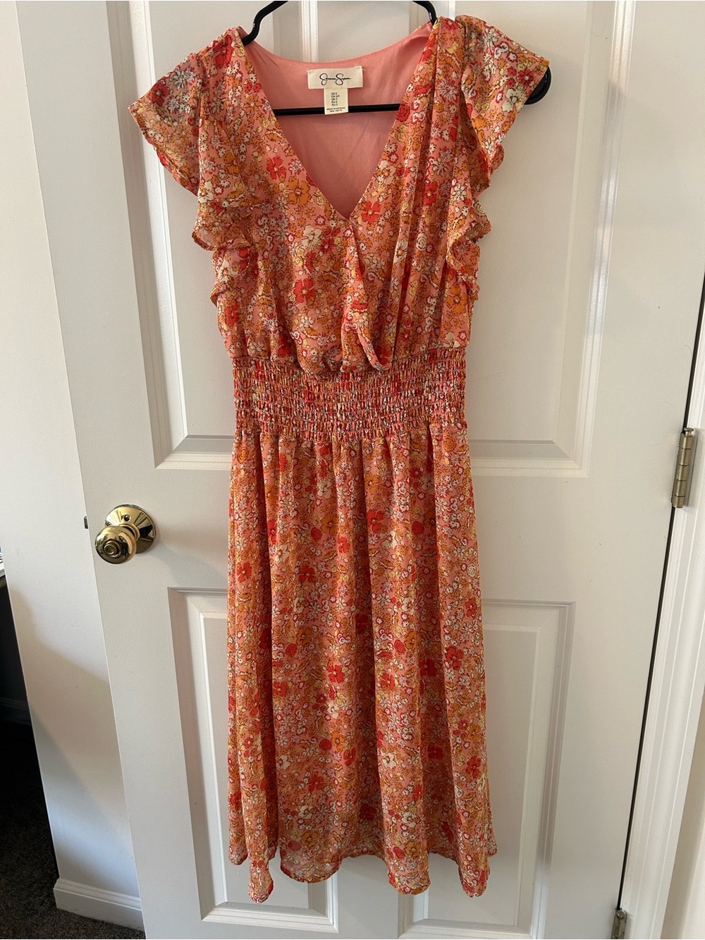 Jessica Simpson Coral Floral Midi Dress